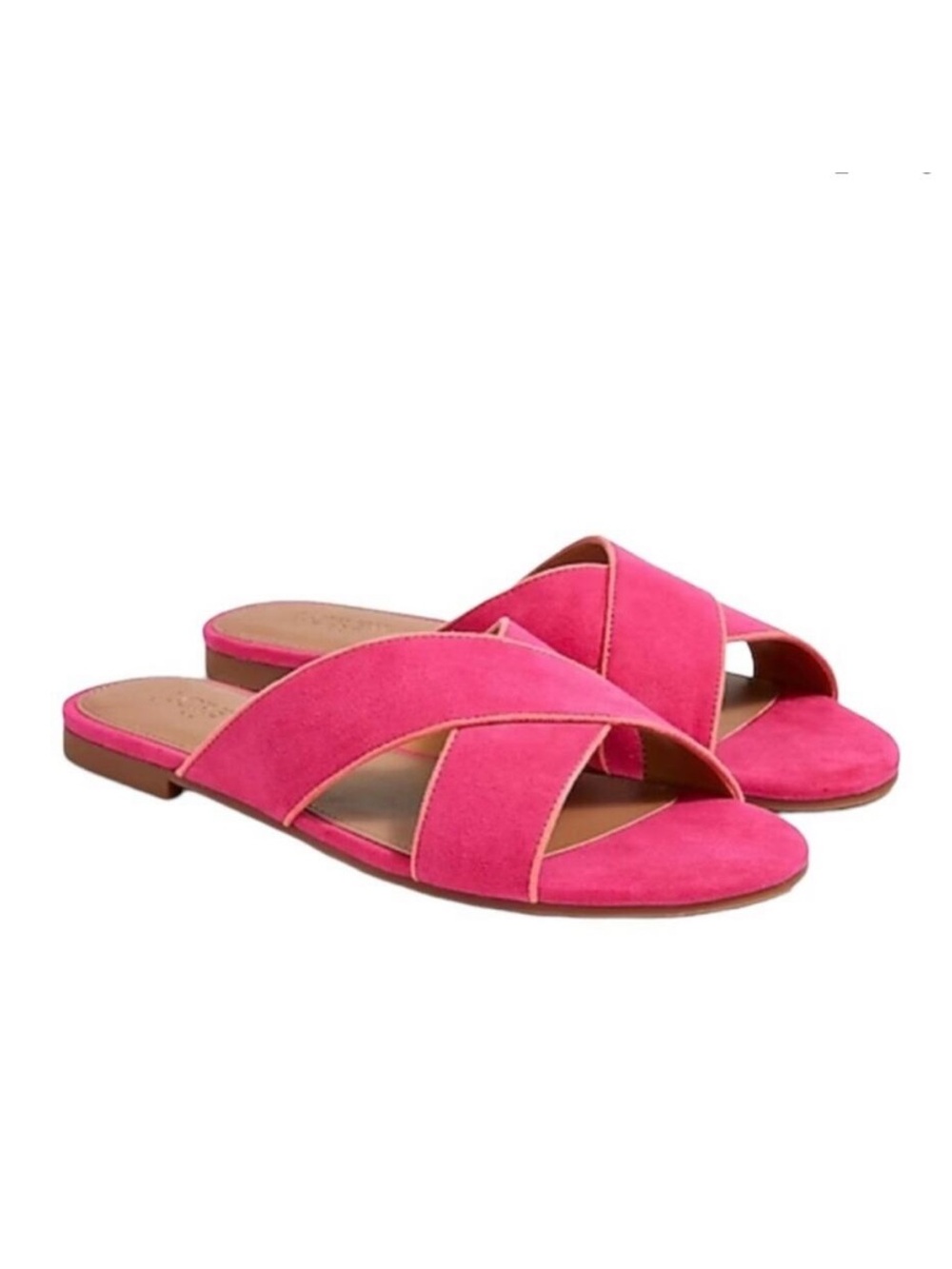 J. Crew Pink Orange  Crisp Begonia Microsuede Criss Cross Sandals Size 9